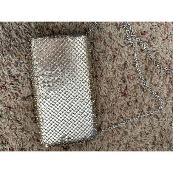 Jessica McClintock Clutch Purse Shoulder Bag Silver Mesh Chain Strap Formal Prom - Picture 2 of 7